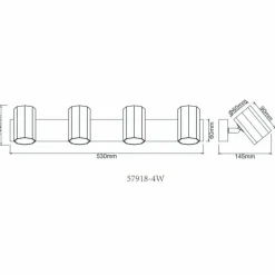 James Plafonnier, Spot de plafond, Applique murale, Spot mural Luminaires Globo Lighting Blanc, 4 lumières