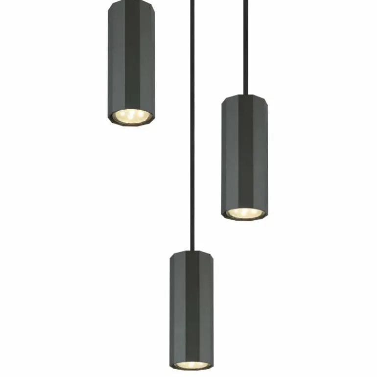 James Suspension Luminaires Globo Lighting Gris, 3 lumières