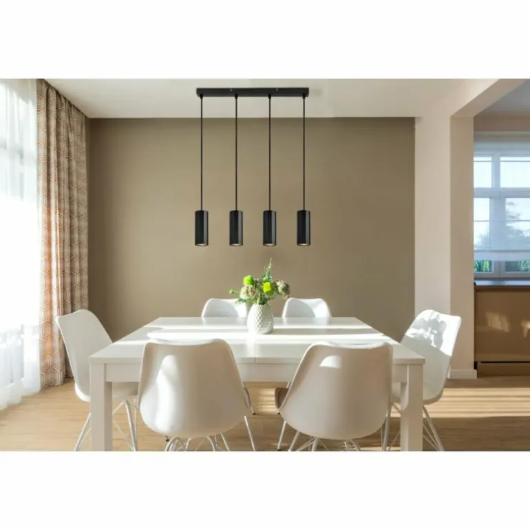 James Suspension Luminaires Globo Lighting Noir, 4 lumières