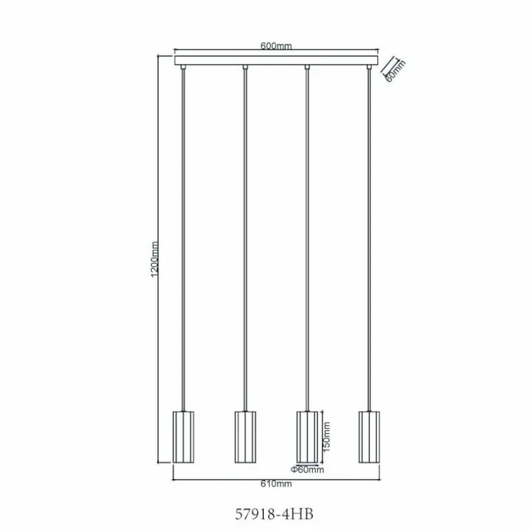 James Suspension Luminaires Globo Lighting Noir, 4 lumières
