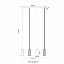 James Suspension Luminaires Globo Lighting Blanc, 4 lumières