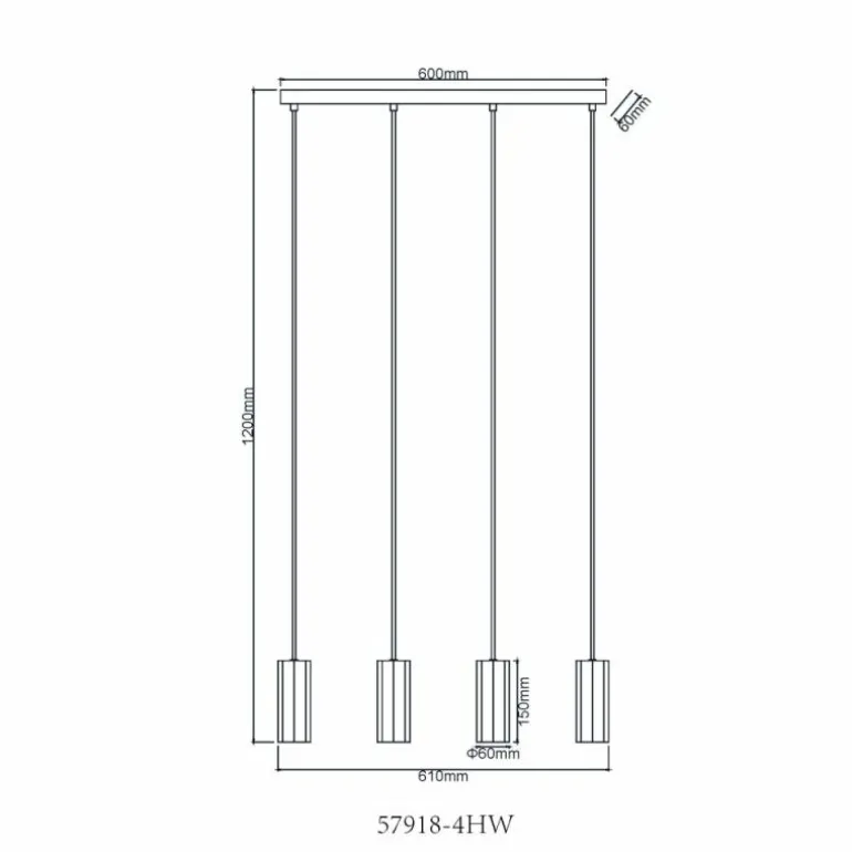 James Suspension Luminaires Globo Lighting Blanc, 4 lumières
