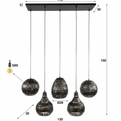 Jamprestes Suspension Brun, Noir, 5 lumières