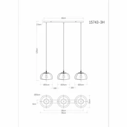 Jella Suspension Luminaires Globo Lighting Noir, 3 lumières