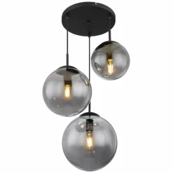JOEL Suspension Luminaires Globo Lighting Noir, 3 lumières