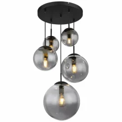 JOEL Suspension Luminaires Globo Lighting Noir, 5 lumières