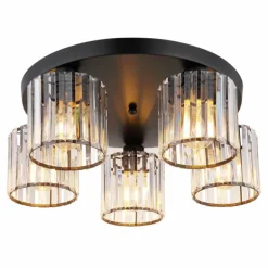 Jordana Plafonnier Luminaires Globo Lighting Noir, 5 lumières