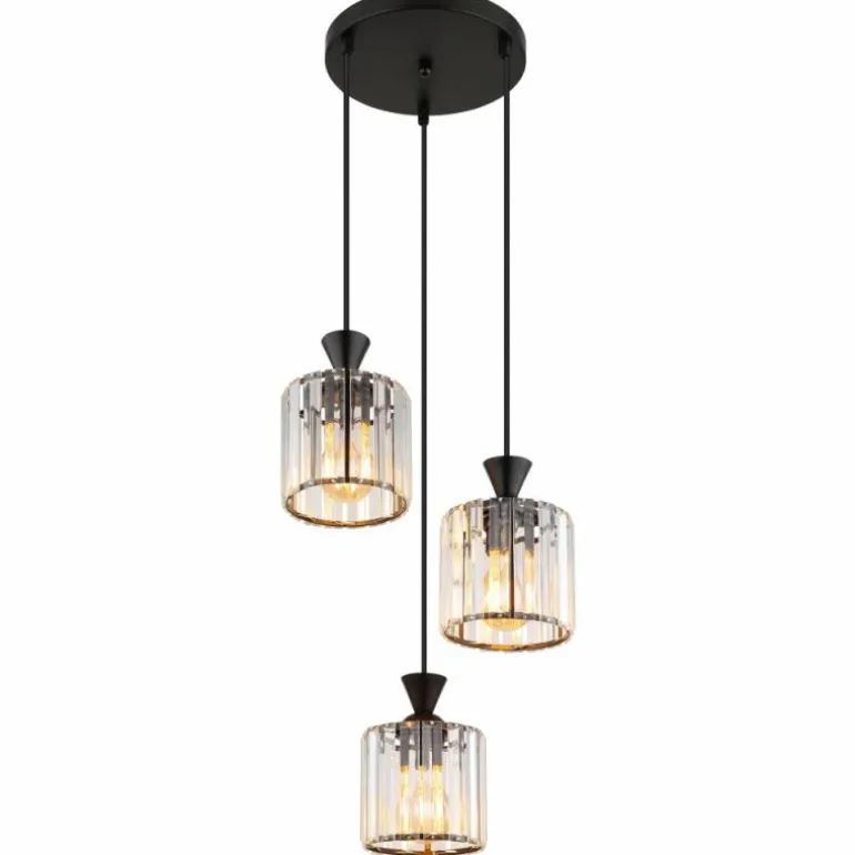 Jordana Suspension Luminaires Globo Lighting Noir, 3 lumières