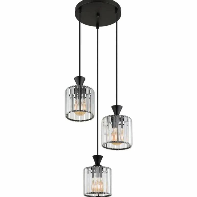 Jordana Suspension Luminaires Globo Lighting Noir, 3 lumières