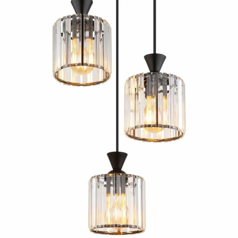 Jordana Suspension Luminaires Globo Lighting Noir, 3 lumières