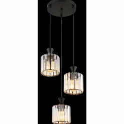 Jordana Suspension Luminaires Globo Lighting Noir, 3 lumières