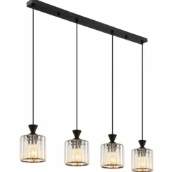 Jordana Suspension Luminaires Globo Lighting Noir, 4 lumières