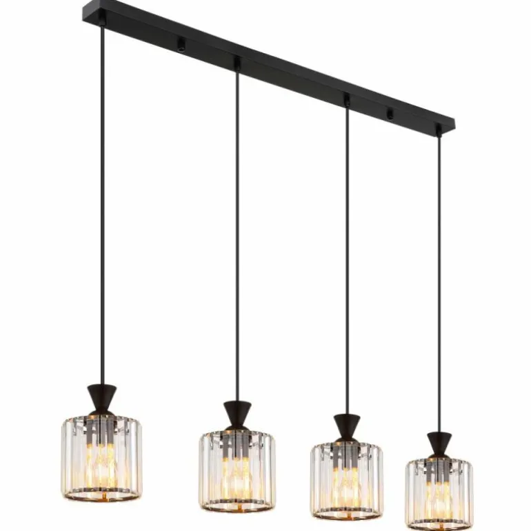 Jordana Suspension Luminaires Globo Lighting Noir, 4 lumières