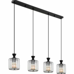 Jordana Suspension Luminaires Globo Lighting Noir, 4 lumières