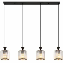 Jordana Suspension Luminaires Globo Lighting Noir, 4 lumières