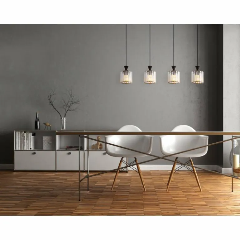 Jordana Suspension Luminaires Globo Lighting Noir, 4 lumières