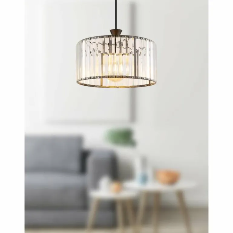 Jordana Suspension Luminaires Globo Lighting Noir, 1 lumière