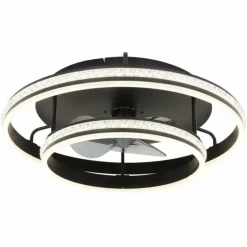 Kendall Ventilateur de plafond lumineux Luminaires Globo Lighting LED Noir, 1 lumière, Télécommandes