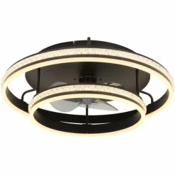 Kendall Ventilateur de plafond lumineux Luminaires Globo Lighting LED Noir, 1 lumière, Télécommandes