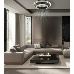 Kendall Ventilateur de plafond lumineux Luminaires Globo Lighting LED Noir, 1 lumière, Télécommandes