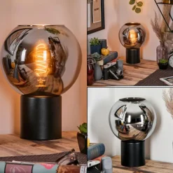 Koyoto Boule lumineuse, Lampe de bureau, Lampe à poser 20 cm Chrome, Fumé, 1 lumière