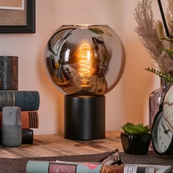 Koyoto Boule lumineuse, Lampe de bureau, Lampe à poser 20 cm Chrome, Fumé, 1 lumière