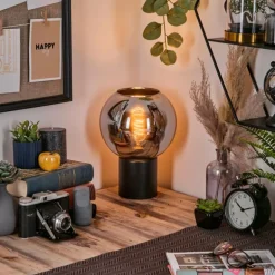 Koyoto Boule lumineuse, Lampe de bureau, Lampe à poser 20 cm Chrome, Fumé, 1 lumière