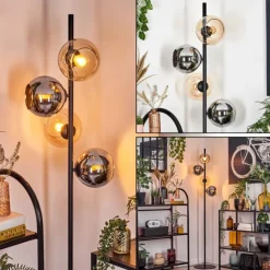 Koyoto Lampadaire 31 cm Ambre, Chrome, Fumé, 4 lumières