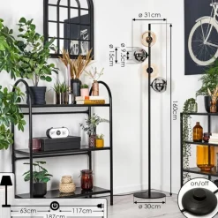 Koyoto Lampadaire 31 cm Ambre, Chrome, Fumé, 4 lumières