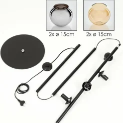 Koyoto Lampadaire 31 cm Ambre, Chrome, Fumé, 4 lumières