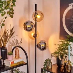 Koyoto Lampadaire 31 cm Ambre, Chrome, Fumé, 4 lumières