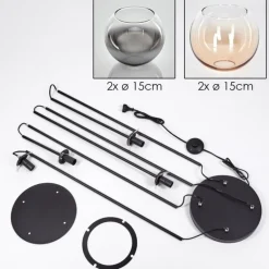 Koyoto Lampadaire 30 cm Ambre, Clair, Fumé, 4 lumières