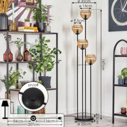 Koyoto Lampadaire 30 cm Ambre, 4 lumières