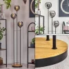 Koyoto Lampadaire 30 cm Bois foncé, Noir, 3 lumières