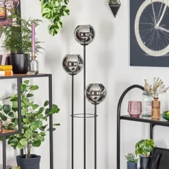 Koyoto Lampadaire 30 cm Bois foncé, Noir, 3 lumières