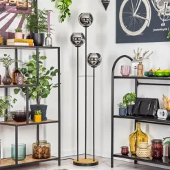 Koyoto Lampadaire 30 cm Bois foncé, Noir, 3 lumières