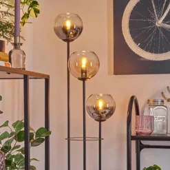 Koyoto Lampadaire 30 cm Bois foncé, Noir, 3 lumières