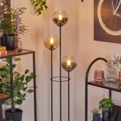 Koyoto Lampadaire 30 cm Bois foncé, Noir, 3 lumières