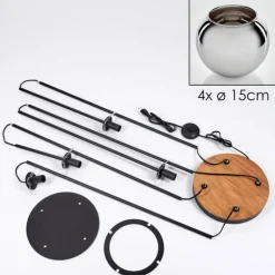 Koyoto Lampadaire 30 cm Bois foncé, Noir, 4 lumières