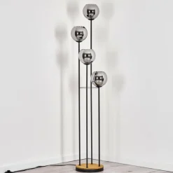 Koyoto Lampadaire 30 cm Bois foncé, Noir, 4 lumières