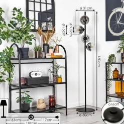 Koyoto Lampadaire 31 cm Clair, Fumé, 4 lumières