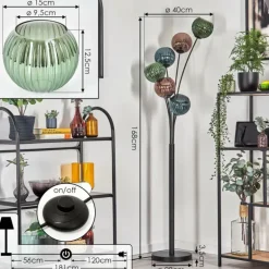 Koyoto Lampadaire Bleu, Vert, Cuivré, 6 lumières