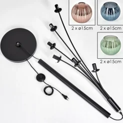 Koyoto Lampadaire Bleu, Vert, Cuivré, 6 lumières