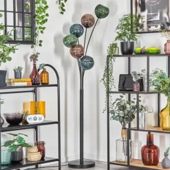 Koyoto Lampadaire Bleu, Vert, Cuivré, 6 lumières