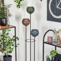 Koyoto Lampadaire Bois clair, Noir, 3 lumières