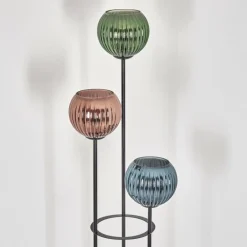 Koyoto Lampadaire Bois clair, Noir, 3 lumières
