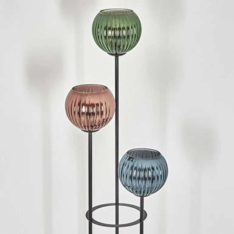 Koyoto Lampadaire Bois clair, Noir, 3 lumières