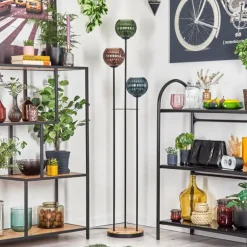 Koyoto Lampadaire Bois clair, Noir, 3 lumières