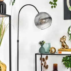 Koyoto Lampadaire Chrome, Noir, 1 lumière