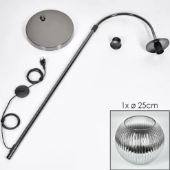 Koyoto Lampadaire Chrome, Noir, 1 lumière